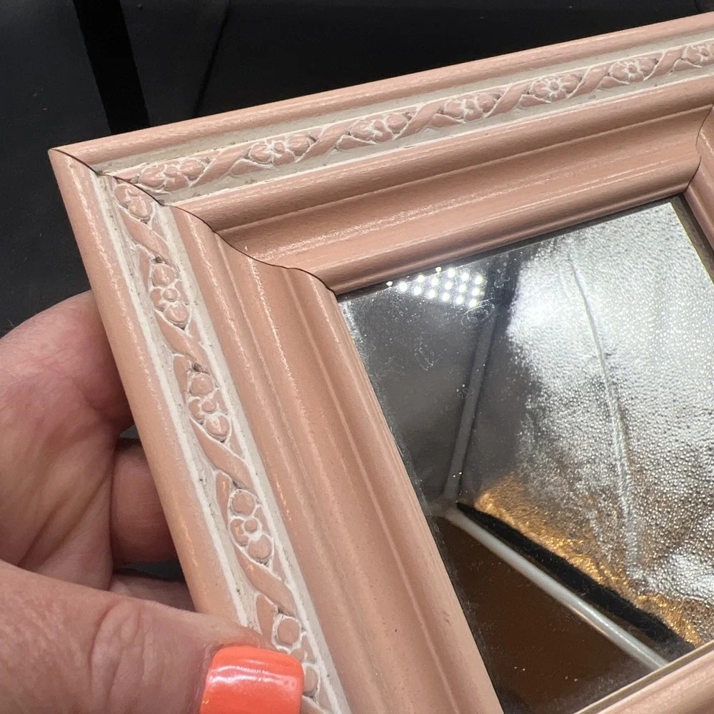 Vintage Wall Hanging Mirrors Pink & White 7